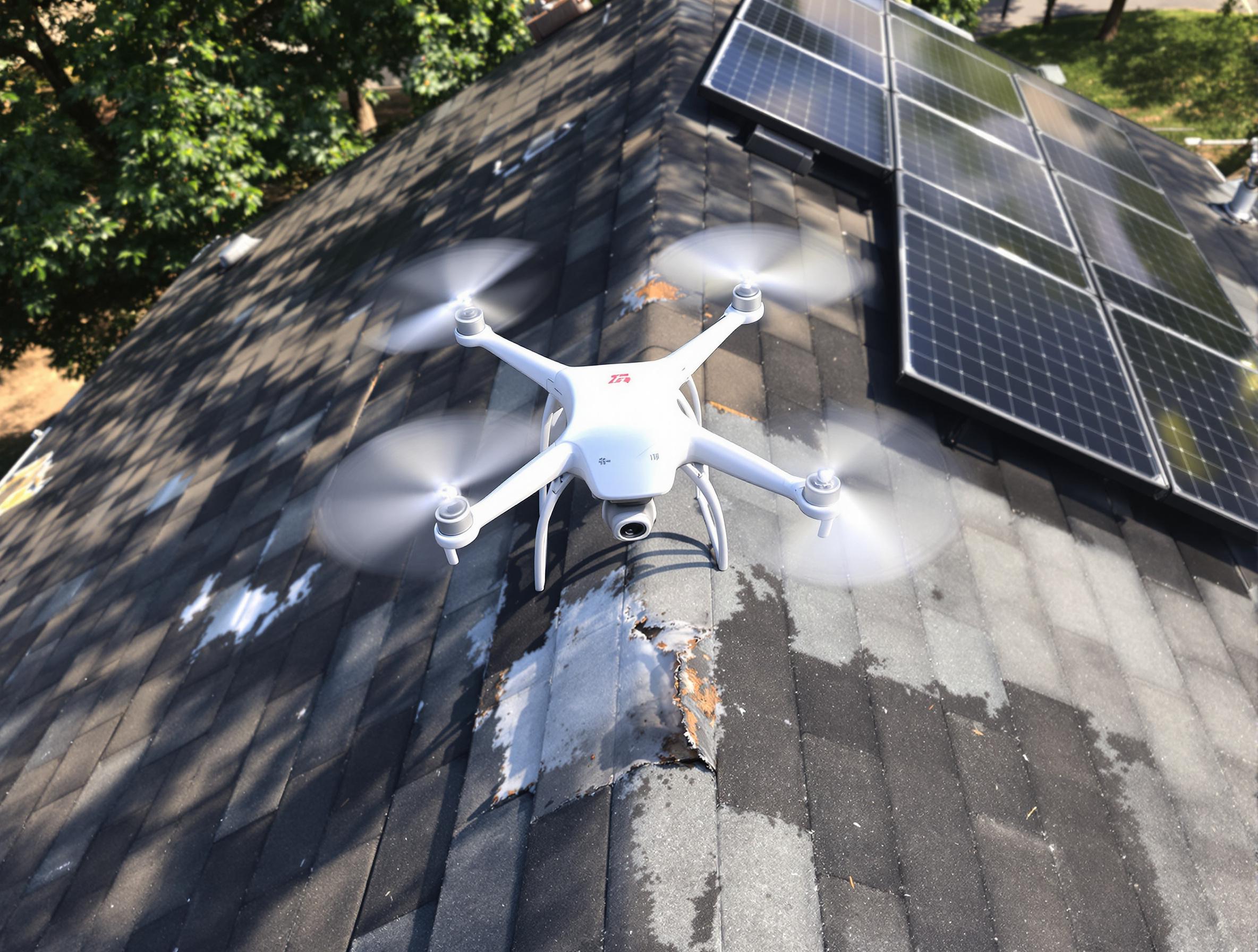 Drone inspectant une toiture à Bergerac
